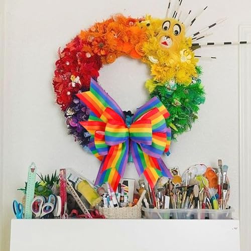 SIMISI RIBBON Pride Wreath Bow Rainbow Stripe Decorations Lesbian Gay Burlap Ornaments