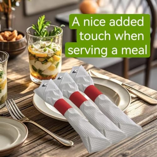 NATURALABEL Self-Adhesive Napkin Bands, Pack of 2,000, Red