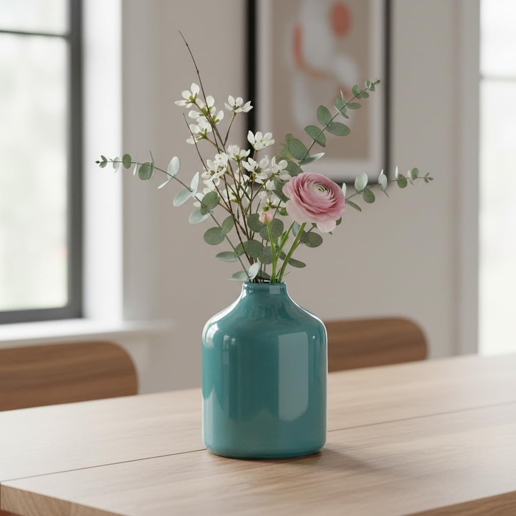 Ceramic Bud Vase / Teal Blue / 5 Inch