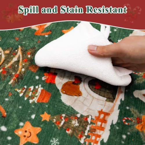 Christmas 2x3 Entryway Area Rug - Non Slip Washable Winter Green Doormat Indoor Soft Low Pile Decorative Floor Mat for