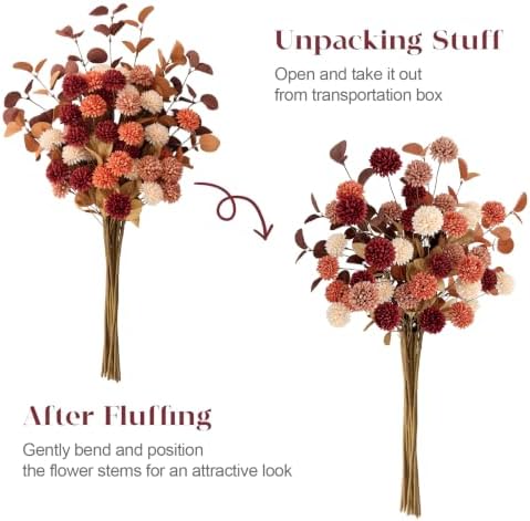 Fall Flowers Artificial for Decoration,10 PCS Mums Fall Decor for Home