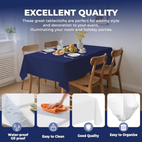 6 Pack Premium Disposable Plastic Tablecloth 54" x 108" Party Table Cloths Disposable for 6 to 8 Foot Tables Indoor or Outdoor Parties Birthdays Weddings Christmas Anniversary Buffet Table (Blue)