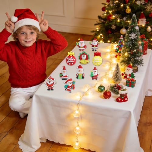 24Pcs Mini Christmas Figurines Dolls,Christmas Tree Hanging Ornament Gifts for Xmas Goodie Bag Stuffers Winter New Year Holiday Party Favors Decorations