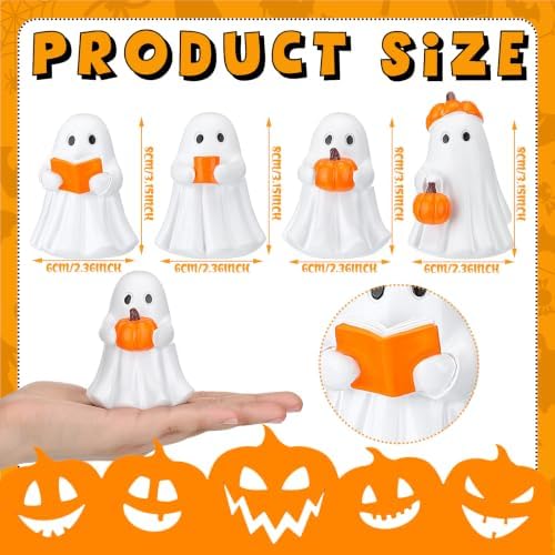 Leinuosen 4 Pcs Halloween Ghost Figurines Table Decor Ghost Drink Pumpkin