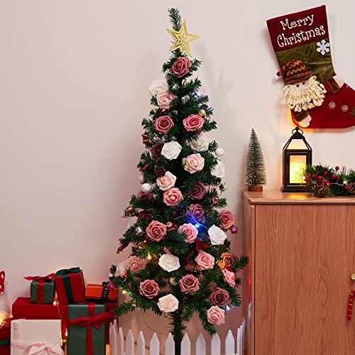 InnoGear Fake Roses 50 Pcs Shades of Dusty Flowers Artificial Faux Floral