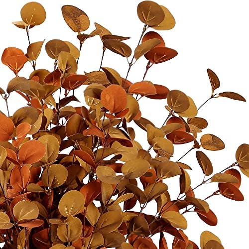Sggvecsy 6 Pcs Artificial Eucalyptus Stems Fall Eucalyptus Leaves Autumn Leaf Branches Fall Decorations with Foam Fall Leaves for Home Floral Arrangement Autumn Festival Thanksgiving Decor