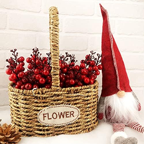 24 Pack Red Berry Stems, 7.5 Inch Artificial Burgundy Red Berry Picks Holly Red Berries Branches Christmas Berry Stem Picks for Christmas Tree DIY Crafts Wedding Holiday Season Winter Home Decor