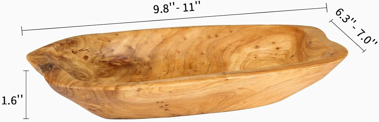 Wenrulgar11" Wooden Decorative Dough Fruit Key Candle Holder Bowl Handmade Serving Tray / Natural