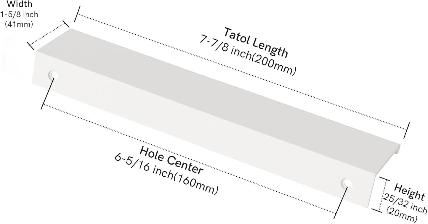 6-1/ Cabinet Pulls Finger Pulls / Hole Center: 6-1/4in / White / 4 Inch / Set of 10