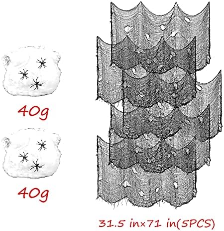 7 Pack Black Creepy Cloth Halloween Decorations 72x30 Inch with Spiders Web