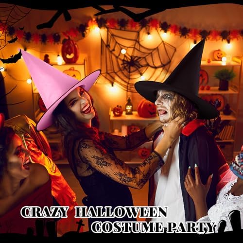 Suhine 12 Pcs Halloween Witch Hat Decor