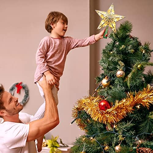 ODEETRONIC Silver 3D Christmas Star Tree Topper, 9.5" Double Sided Lighted