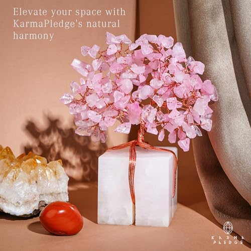 Rose Quartz Crystal Tree of Life Unique Birthday Gifts for Women, Mom, Sister, Friends. Handcrafted Chakra Healing