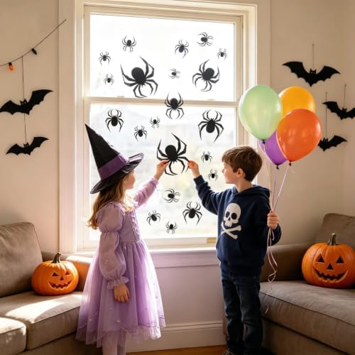 28 PCS Bats Wall Halloween Decorations, Realistic 3D Scary Bats Wall Stickers for Home, DIY PVC Window Stickers Halloween Party Supplies Indoor