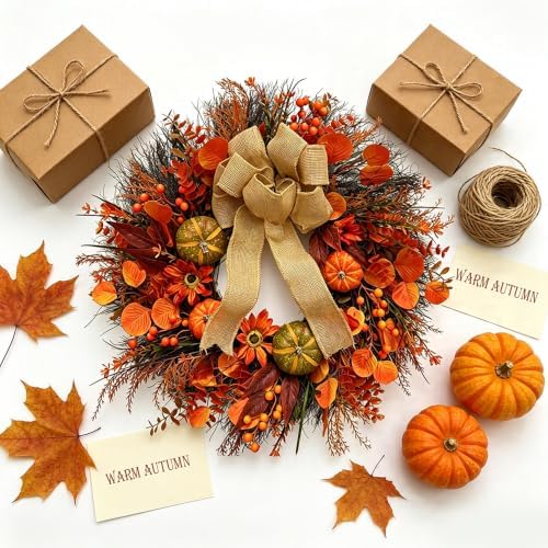 26 Inch Fall Wreaths for Front Door,Home Decor for Farmhouse Yellow