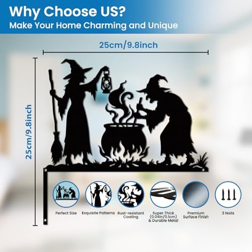 CUTHOLLOW Potion Brewing Witch Door Topper Sign Metal Wall Art Decor