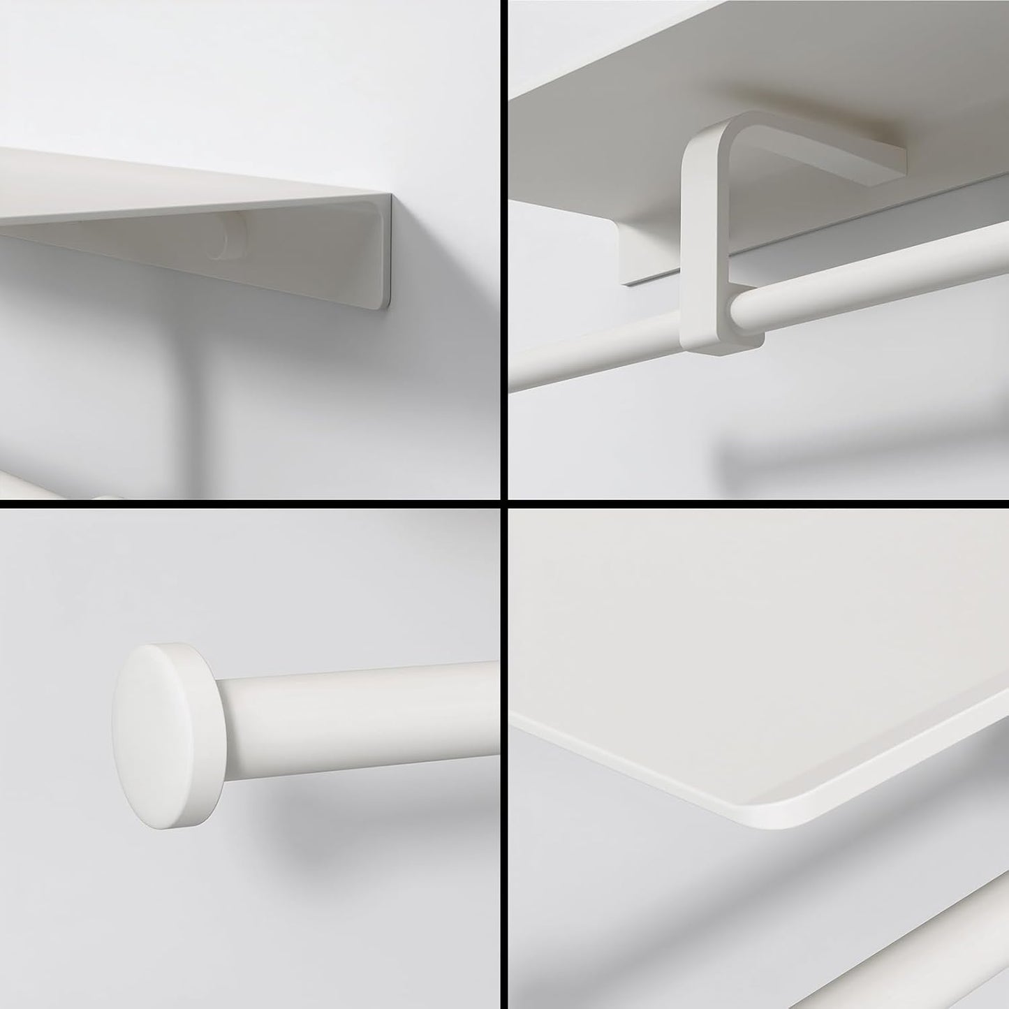 Bathroom Toilet Paper Holder with Shelf, Wall Mount, Double Roll, White