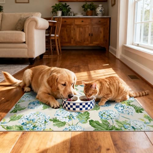 Front Door Mat Indoor Outside Entrance 2x3 Blue Hydrangea Entry Rug