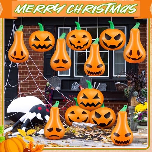 12 Pcs 13.78'' Inflatable Hanging Pumpkin Decorations