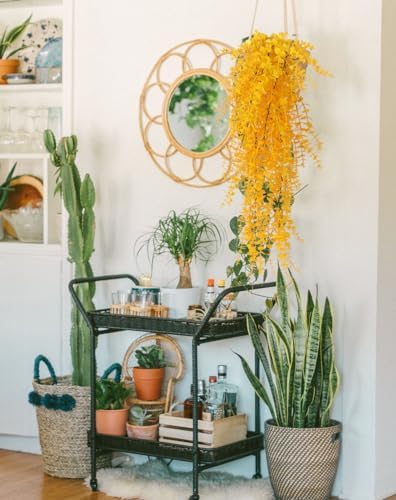 RECUTMS 3Pcs Fake Eucalyptus Vines Hanging Plants Yellow Fall Decor