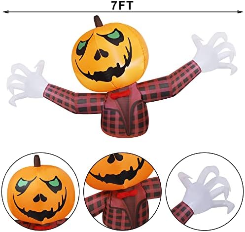 Youngfan 7FT Long Halloween Inflatable Outdoor Decorations Pumpkin Ghost