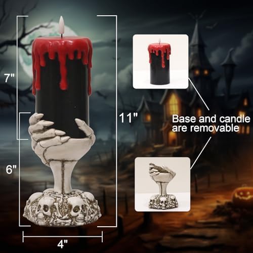 Eldnacele Black Flameless Pillar Candle Battery Operated with 6 Hour Timer