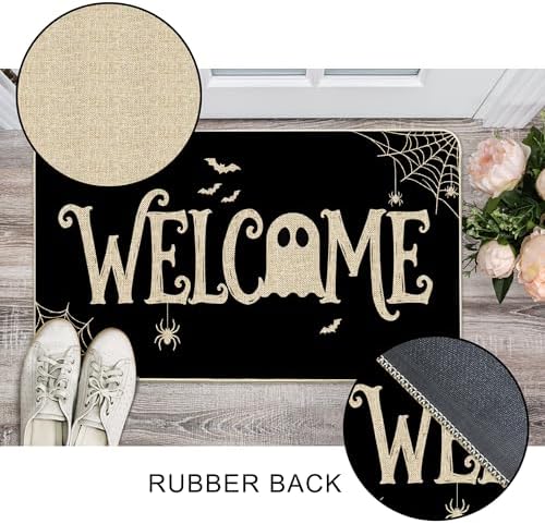 Hexagram Halloween Door Mat 17x29 Inch, Ghost Welcome Doormat