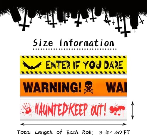 Halloween Decorations, 3inx90ft Caution Tape for Indoor and Outdoor(3 Pcs)