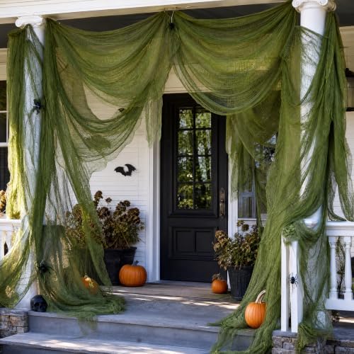600 x 80 in Halloween Creepy Cloth for Yard and Outdoor Decorations, Green