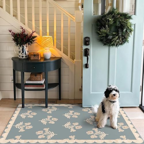 Floral Outdoor Rug - 28"x43" Front Door Mat Indoor Outside Entrance
