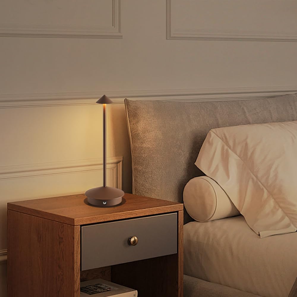 2 Pack Aluminum Cordless Table Lamp, 6000mAh Rechargeable Table Lamps, Portable Touch LED Lamp, Outdoor Waterproof