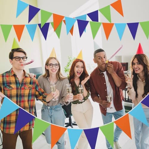 Jetec 5 Pcs 49Ft Blue Green Orange Purple Banner, Mystery Theme Party Decor