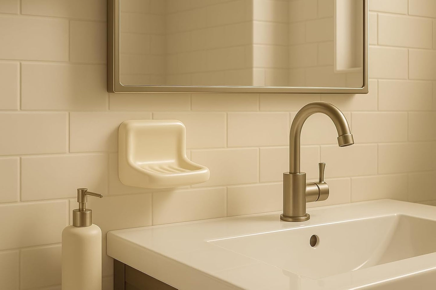 Bone Almond Ceramic Soap Dish Holder