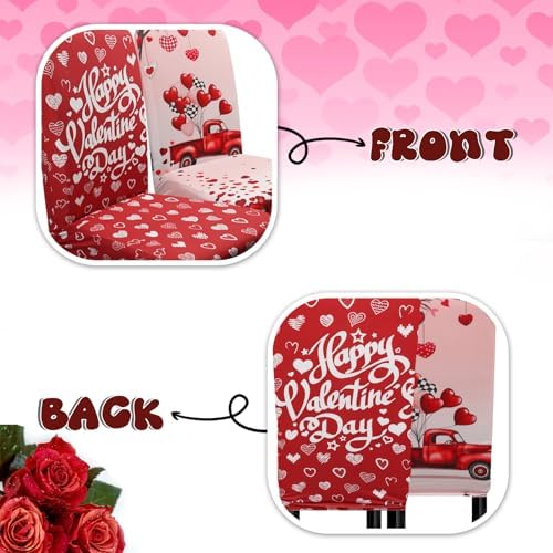 Valentine Chair Covers Set of 4 Valentines Heart Chair Back Covers Valentine Dining Chair Covers for Party Kitchen Removable Valentines Decorations