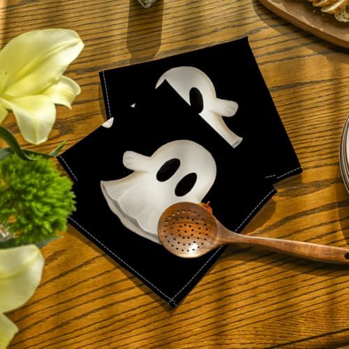 Horaldaily Halloween Cloth Napkins, Dots Pumpkin Ghost Napkins Set of 8