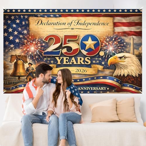 America 250 Anniversary Photo Backdrop Patriotic Banner 4th of July Fourth of July Party Decorations and Supplies for Home (43 X 71 Inch)