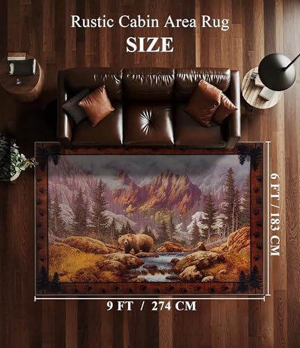 YIHOUSE 6x9 Mountain Bear Area Rugs for Living Room