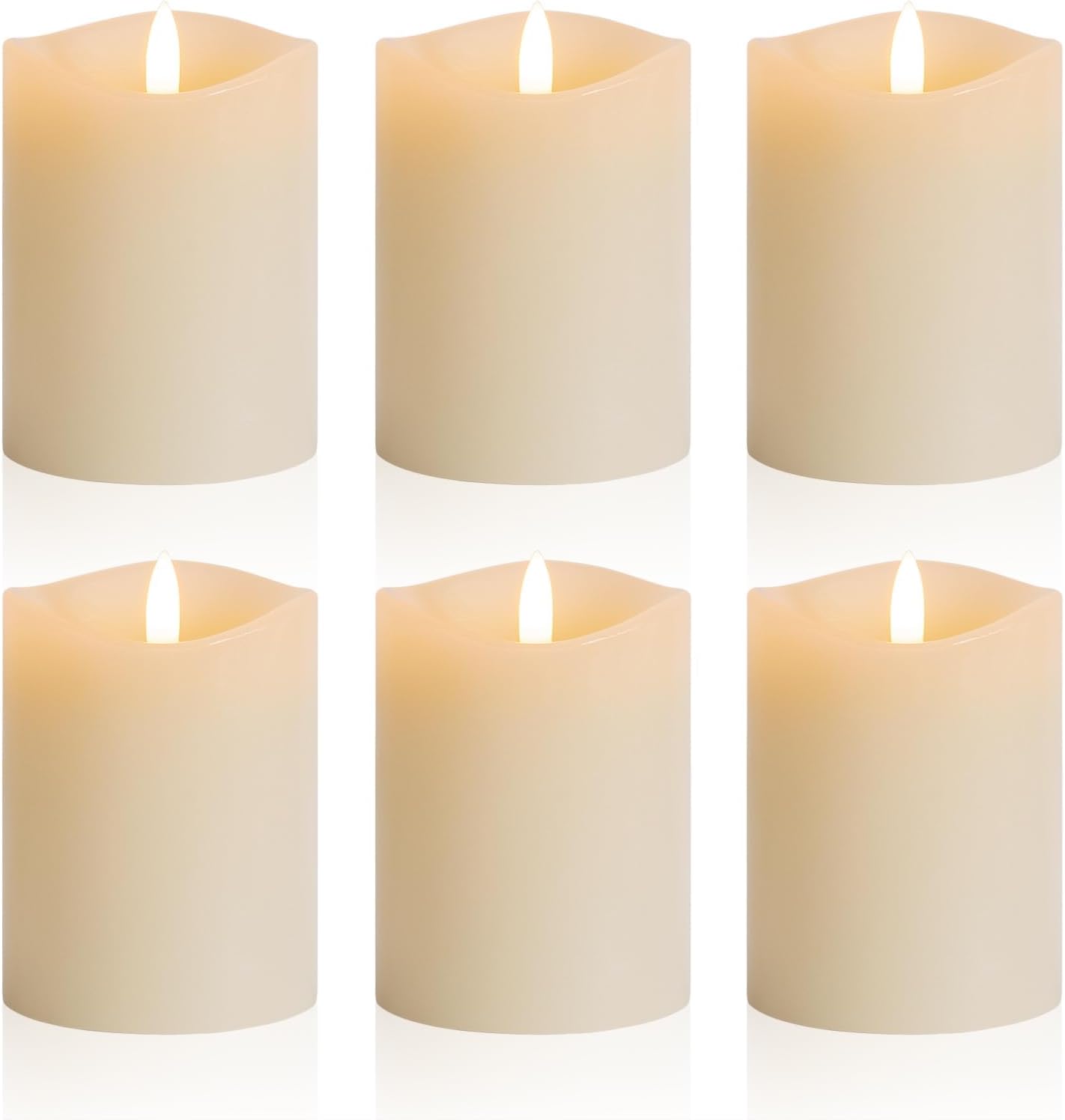 3 x 4 Inch Flameless Candles with Remote Set of 6 for Wedding Decor | Real Wax Battery Candles, Flickering LED Candles