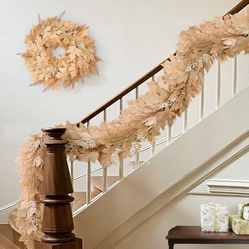 Fall Decorations for Home, 6Ft Artificial Berry Cypress Leaves Fall Garland
