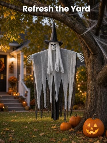 Bearhug Halloween Hanging Ghost Decorations, 3 Pack Scary Reaper Decor