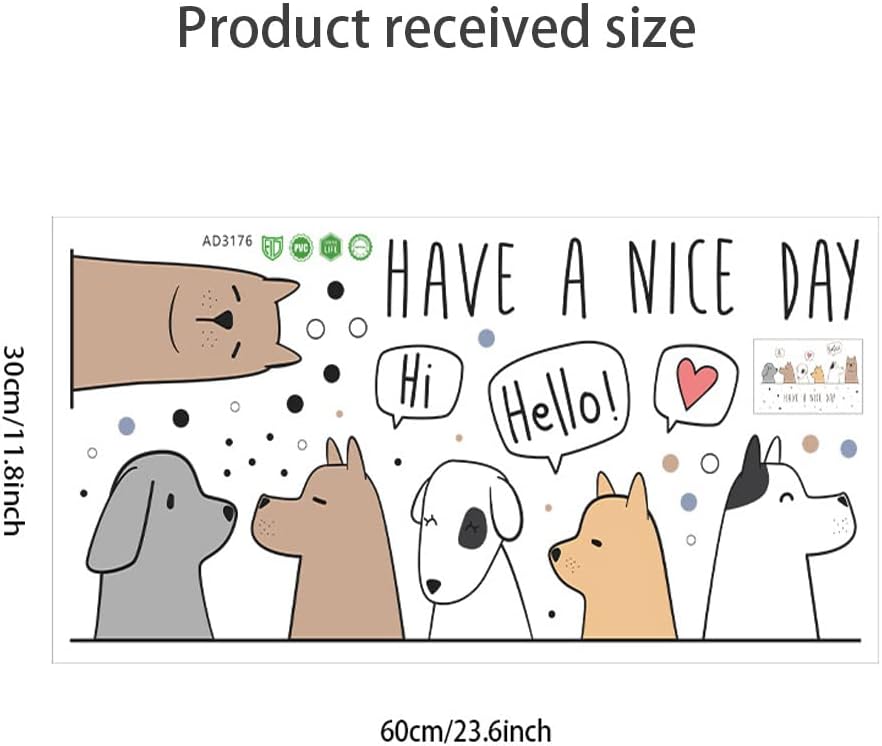 Dogs 'Say Hi' Cartoon Wall Decals / 11.8 Inch