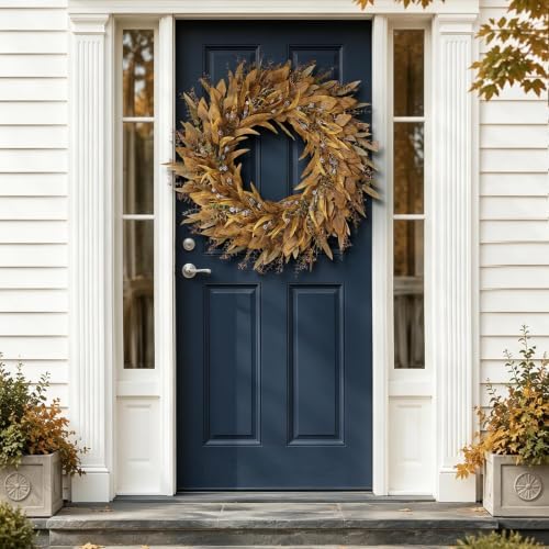 32" Artificial Fall Eucalyptus Wreath with Seeds for Front Door(Orange)