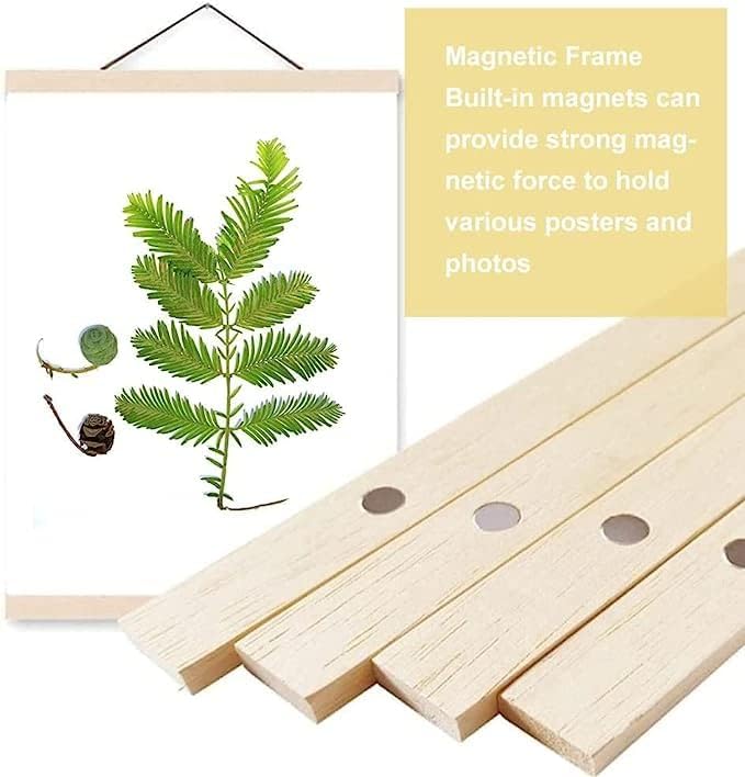 Natural Wooden Magnetic Frame, Poster Holder, 2 Pieces Wooden Magnetic Photo Frame, Magnetic Wooden Photo Frame