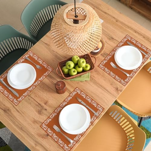 Whaline 50Pcs Cielito Lindo Paper Placemats Mexican Fiesta Brown Dinner Mats Disposable Rectangle Table Mats for Cinco De Mayo Party Table Setting