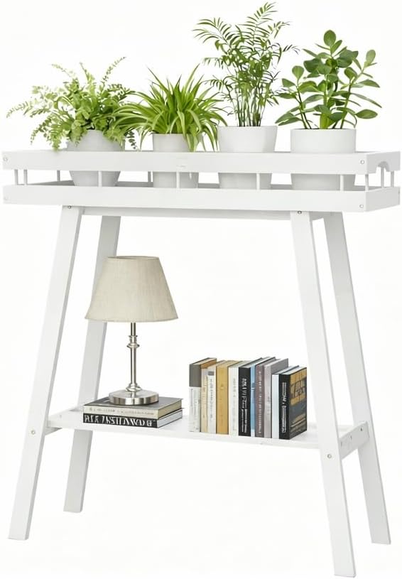 BAMBANG Bamboo Plant Stand Indoor, 2 Tier Small Plant Table, Tall Plant Stand for Indoor Plants, Window Sill Plant