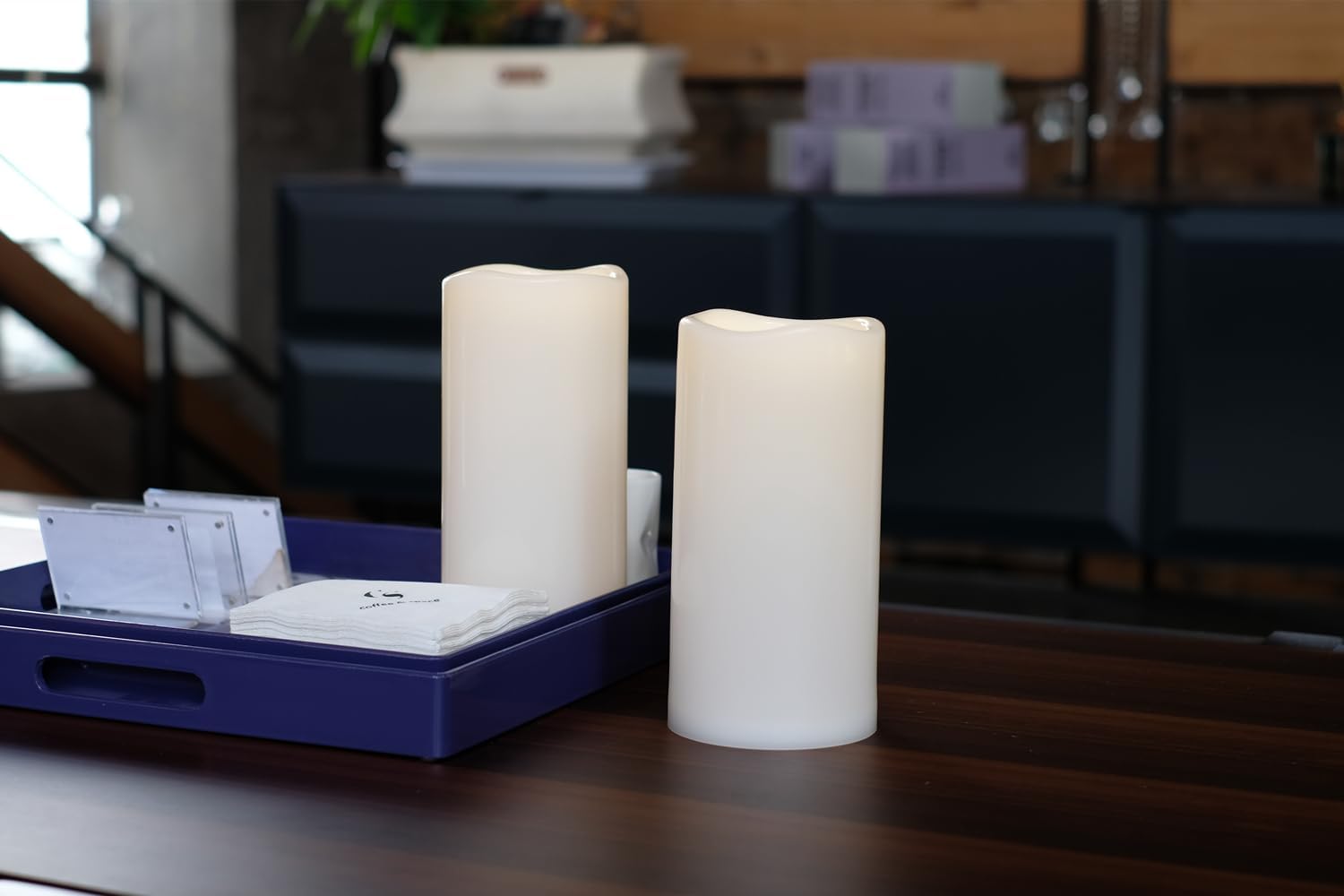NONNO&ZGF 4X8 inch Huge Outdoor IP44 Warm White LED Rainproof Waterproof Candles, Large Flameless Battery LED Pillar