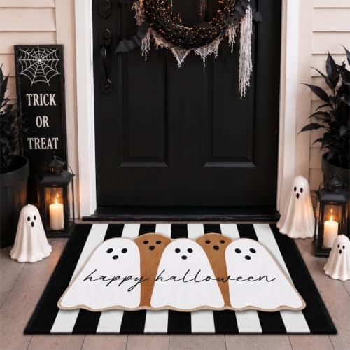 Tinideya 2 Pcs Halloween Door Mats Outdoor Layered Ghost Front Door Mat