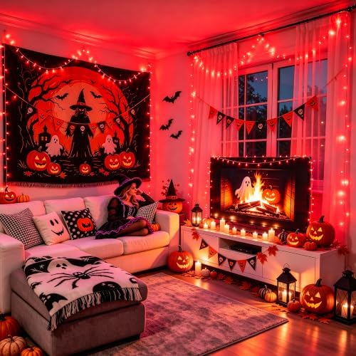 JMEXSUSS Connectable 33ft 100 LED Red Halloween String Lights Clear Wire
