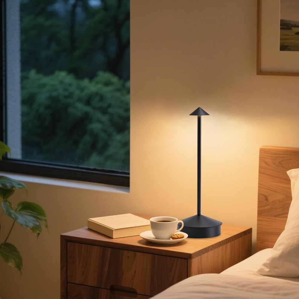 2 Pack Aluminum Cordless Table Lamp, 6000mAh Rechargeable Table Lamps, Portable Touch LED Lamp, Outdoor Waterproof