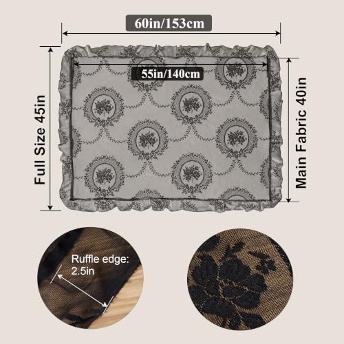 Black Lace Tablecloth Vintage Table Cloth(Black,55”x40”,Rectangular)